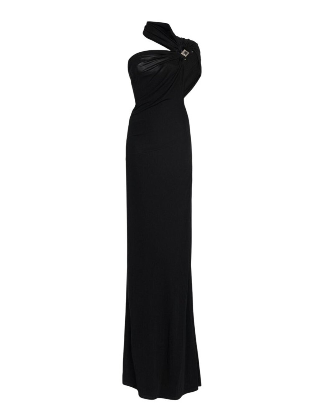 Christopher Esber Bezel Quartz Halter Dress in Black